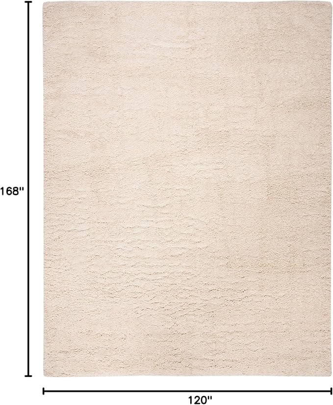 SAFAVIEH Fontana Shag Collection Area Rug - 10' x 14', Creme, Solid Design, Non-Shedding & Easy Care, 2-inch Thick Ideal for High Traffic Areas in Living Room, Bedroom (FNT800B)