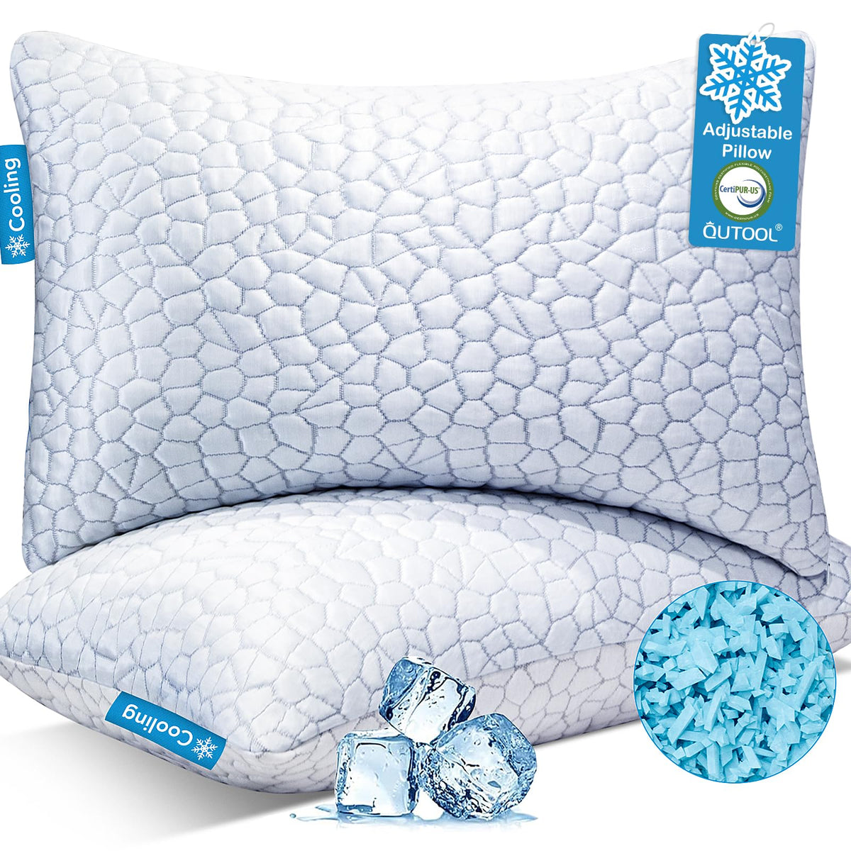QUTOOL Cooling Pillow for Sleeping, CertiPUR-US Shredded - Image 1