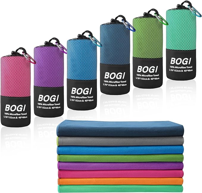 Microfiber Travel Sports Towel-Quick Dry Towel, Soft Lightweight Microfiber Camping Towel Absorbent Compact Travel Towel for Camping Gym Yoga Swimming Backpacking (XL:72''x32''+16''x16''-Blue)