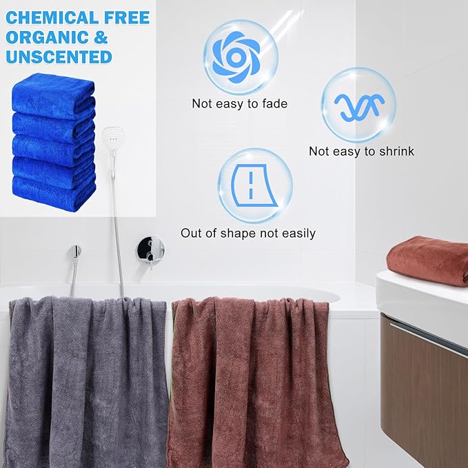 20 Pack Bulk Bath Towels Set, Large Quick Dry Bath Towels 55" x 28" for Spa, Gym, Salon, Hotel and Rental Use(Dark Blue, Coffee, Dark Purple, Gray)