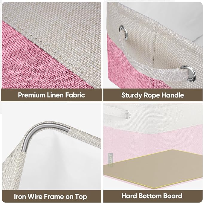 BALEINE 1 Pack Fabric Closet Storage Bins for Shelves, Linen Closet Organizers and Storage, Decorative Baskets for Organizing, Shelf, Clothes, Home, Office (Pink, 12"x8"x8")