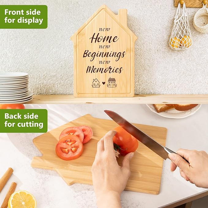 Craftique House Warming Gifts New Home, New Home Cutting Board Essential/Gift Ideas, House-Shape, House/Kitchen/First Apartment Essential, Housewarming Gifts for Women/Men/Couple/New Homeowner