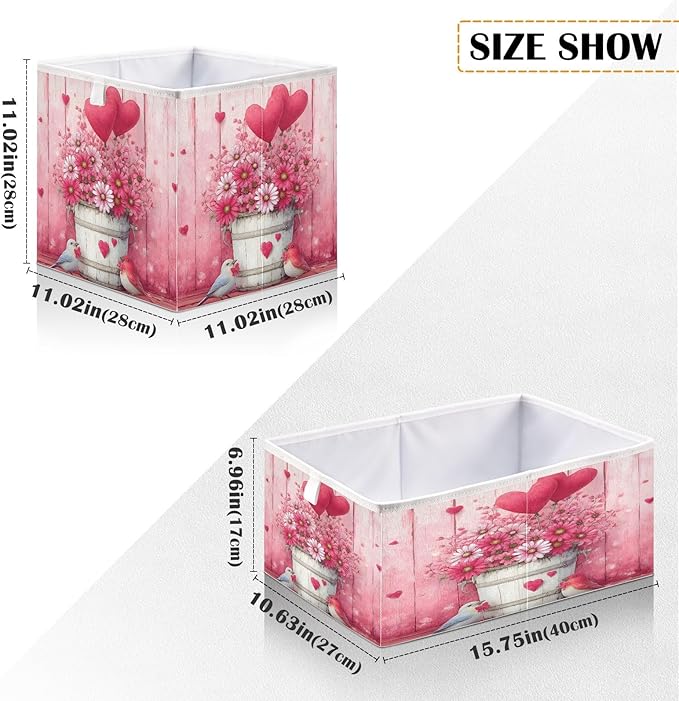 Bolaz Birds Flowers Balloons Closet Organizers Storage Cubes Storage Bins Shelf Baskets Containers for Home Room Office,Rectangle