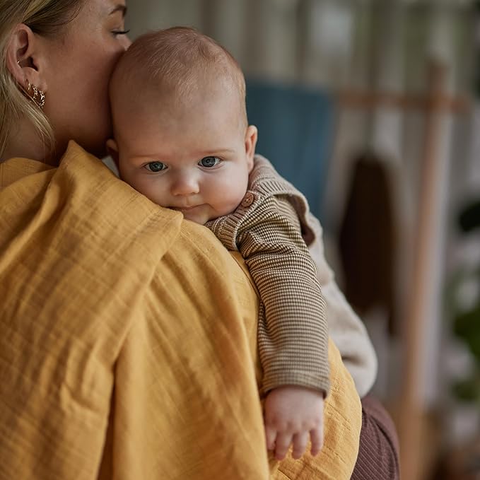 Baby Swaddle – Organic Cotton Muslin Baby Swaddles for Newborns 47” x 47” (Autumn Yellow)