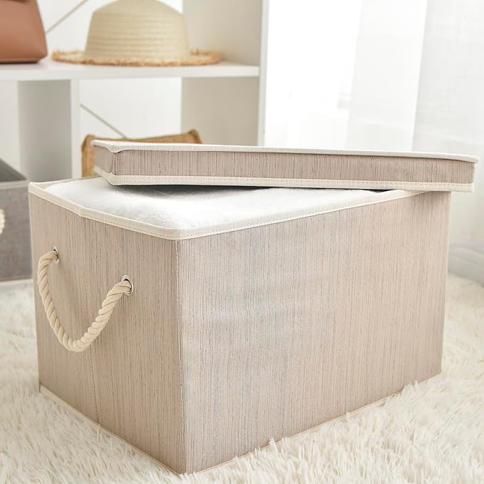 Sukkiri Pack of 2 Large Storage Bins Closet Organizer System, Sturdy Foldable Storage Boxes for Organizing Clothing, Sheets, Books - Shelf Organizer Shelves Basket Storage Bin 16.3"x 12"x 10.24"
