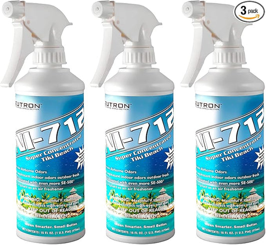 Neutron Industries NI-712 Tiki Beach Odor Eliminator Spray (3 bottles) – Powerful, Long-Lasting Odor Neutralizer – Instant Air Freshener for Home, Car & More – Pint-Sized (16 oz)