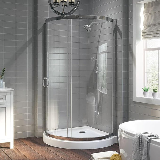 OVE Decors Breeze 36 in. Corner Shower Clear Sliding Door with Base in Chrome Finish