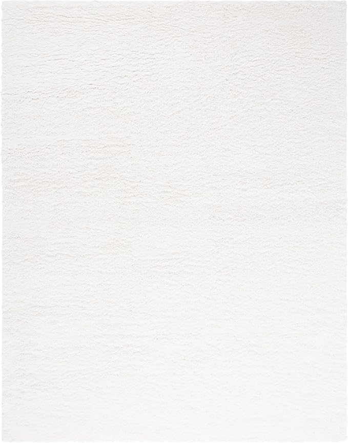 SAFAVIEH Santa Monica Shag Collection Area Rug - 11' x 15', White, Solid Pattern, Plush 2-inch Thick, Ideal for High Traffic Areas in Living Room, Bedroom, Dining (SGN725-1010-1115)