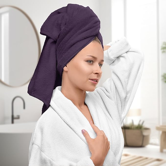 Avalon Towels Luxury 8 Piece Plum Towels Set, 2 Bath Towels, 2 Hand Towels and 4 Washcloths, 600 GSM 100% Ring Spun Cotton Highly Absorbent Plum Bathroom Towels, Ideal for Hotel, Spa and Gym