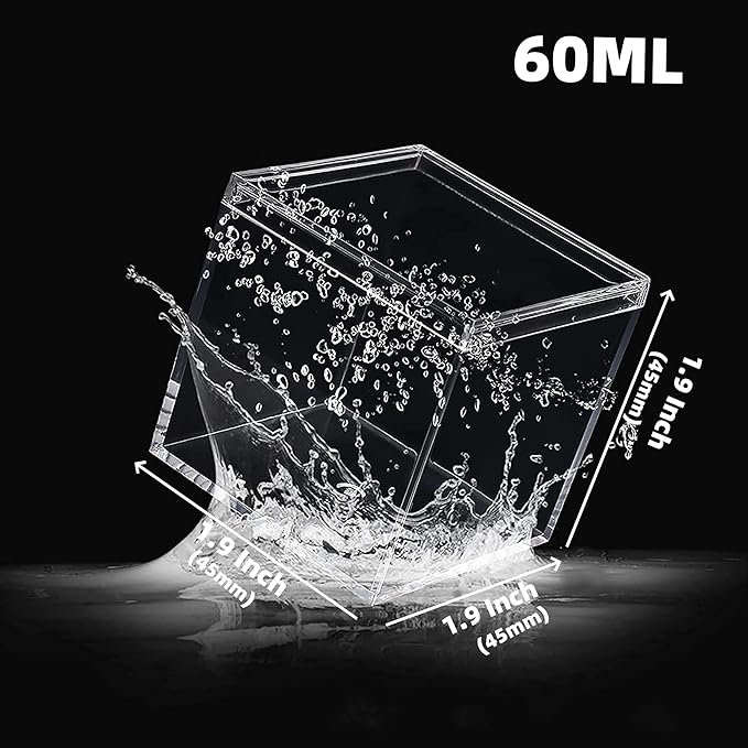 KissYou Small Acrylic Box Clear Display Case Plastic Square Cube 2 Packs Candy Box with Lid Jewelry Storage Contanier
