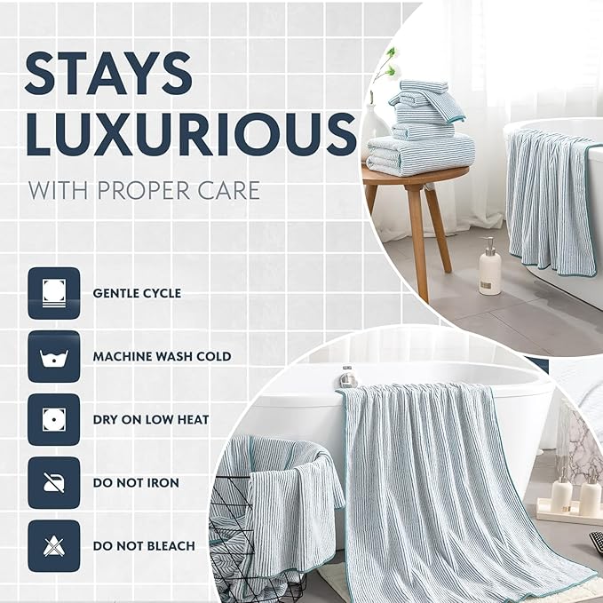 4 Piece Bath Towel Set 35"x70"Oversized Bath Towel for Bathroom Ultra Soft Fluffy Extra Large Bath Sheet Luxury Premium Bathroom Towel Highly Absorbent Quick Dry Shower Towel for Hotel Spa,Lake Blue