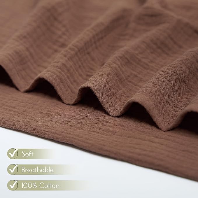 Meracorallo Muslin Swaddle Blanket, 100% Cotton Receiving Blanket Soft and Breathable Swaddle Wrap for Baby Boys and Girls, Brown