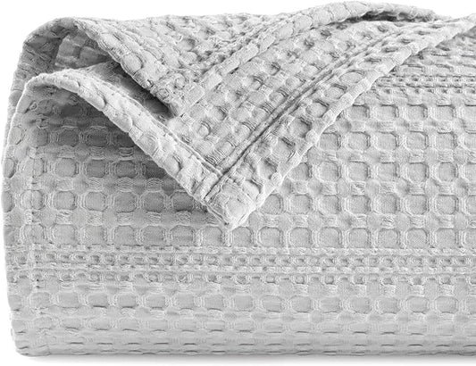 PHF Lightweight Waffle Weave Blanket Twin Size 66"x 90", Soft Woven Summer Blanket for Hot Sleepers - Aesthetic Home Decor for Couch Bed Sofa, Pet Friendly, Light Grey