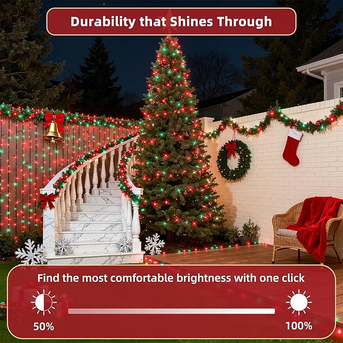 470ft Outdoor Christmas Lights, 1500 LED Super Long String Lights 12 Modes & Timer Memory,Dimmable Outsite Waterproof Light Strings for Xmas Tree Garden Wedding Party Holiday Decorations Red &Green