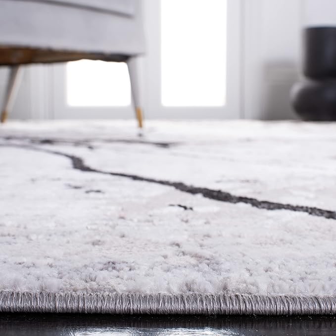 SAFAVIEH Amelia Collection Runner Rug - 2' x 18', Grey & Black, Modern Abstract Design, Non-Shedding & Easy Care, Ideal for High Traffic Areas in Living Room, Bedroom (ALA293K)