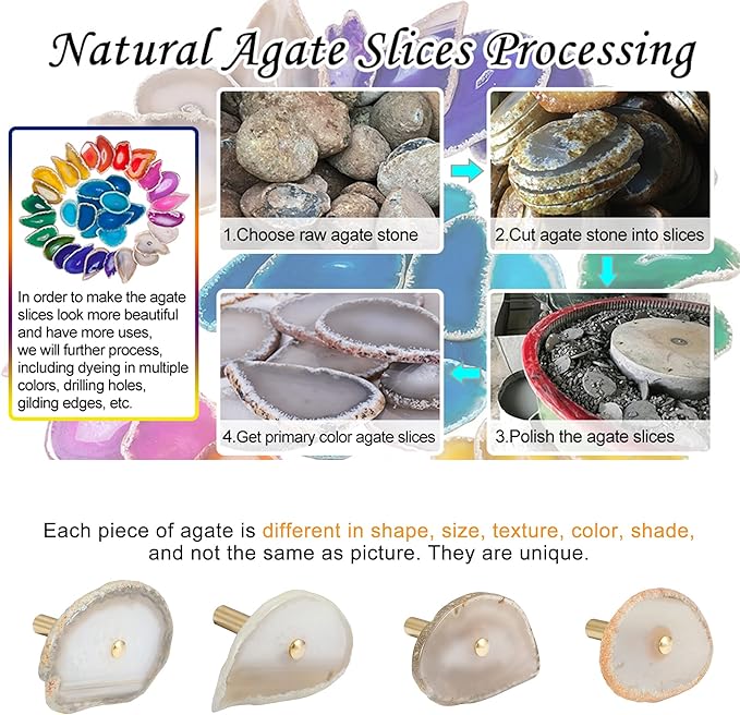 4 Pcs Unique Agate Wall Hooks for Hanging, Coat Hooks Wall Mounted Brass Single Hook for Hanging, Hat Bag Hooks for Wall Decorative Curtain Tieback Hooks