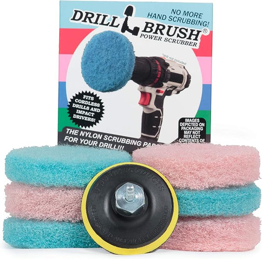 Drill Brush - Cleaning Supplies - Bathroom Accessories - Scrub Pads - Shower Cleaner - Bathtub - Bath Mat – Bathroom Sink - Scrubber - Hard Water Stain Remover - Glass Cleaner - Shower Door Cleaner