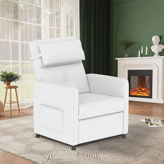GarveeHome Power Recliner Living Room Lazy Chair Adjustable Electric Reclining Chair Home Theater Seating with Side Pockets & USB Port(White)