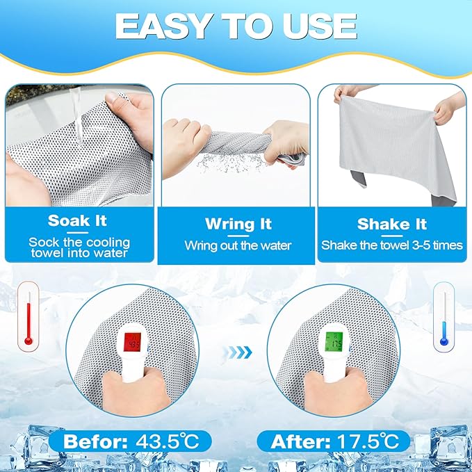 10 Pack Cooling Towels, Sweat Towels Cooling Towels for Neck and Face, Microfiber Towel Soft Breathable Towel for Gym, Yoga, Camping, Running, Fitness, Workout & More Activities(32"x12")