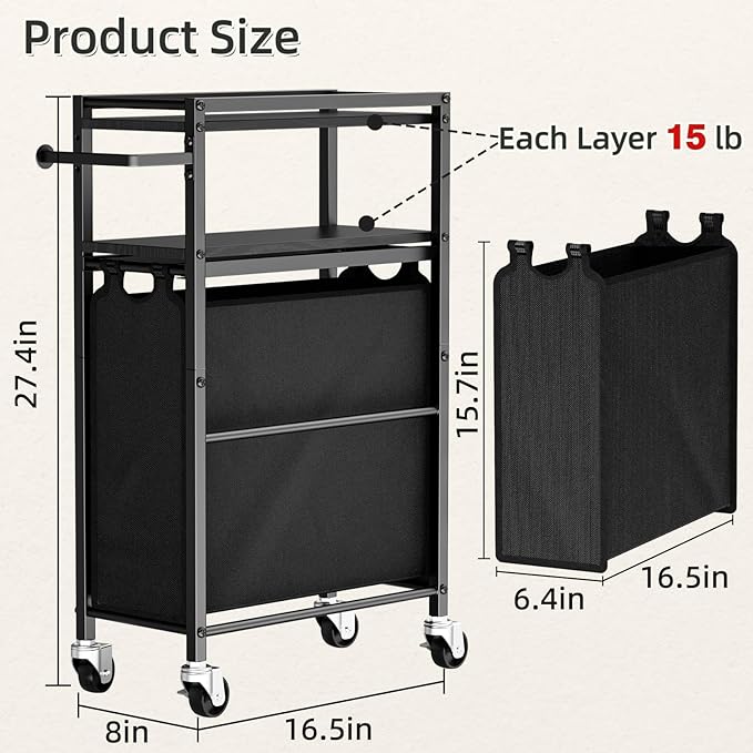 Toilet Paper Holder with Storage Bag & Wheels - Freestanding Bathroom Organizer Holds 9 Rolls for Small Spaces, Essentials Storage Beside Toilet-Black