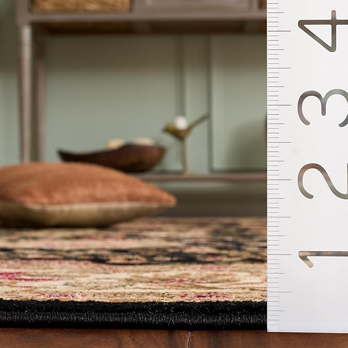 SAFAVIEH Lyndhurst Collection Area Rug - 5'3" Square, Black & Ivory, Traditional Oriental Design, Non-Shedding & Easy Care, Ideal for High Traffic Areas in Living Room, Bedroom (LNH212A)