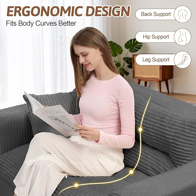 Convertible Sofa Bed, Pull Out Boneless Couch Loveseat Floor Sofa Bed with Pillows, 2-Seater Folding Sofa Loveseat Boneless Couch for Living Room, Bedroom, Apartment, Office(Grey)