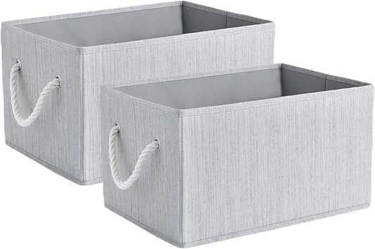 2 Pack Large Storage Baskets for Shelves | Fabric Closet Organizers and Storage Bins with Handles Home Organization | Decorative Collapsible Baskets for Organizing Clothes 14.7"x 10.24"x 8.27"