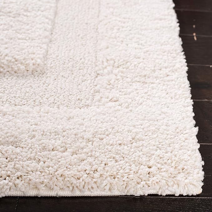 SAFAVIEH Florida Shag Collection Area Rug - 2'3" x 13' Runner, Creme/Creme, Geometric Design, Plush 1.2 Inch Thick Ideal for High Traffic Areas in Living Room, Bedroom, Dining (SG454-1111)
