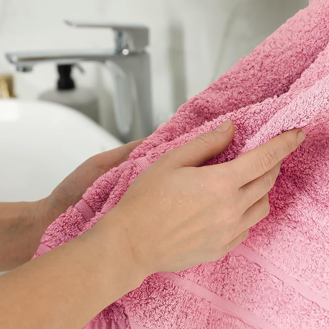 100% Cotton Hand Towels for Bathroom – Soft & Absorbent Towel Set– Pack of 6 Small Towel (34x20in) – Quick Dry Luxury Cotton Hand Towels – Baby Pink