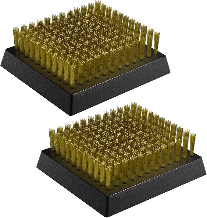 2-Pack Copper Wire Grill Brush Replacement Heads, Grill Brush and Scraper Replacement Head with 8 Screws & Screwdriver, BBQ Cleaning Replacement Brush Head with Protective Cover & for Most Grill