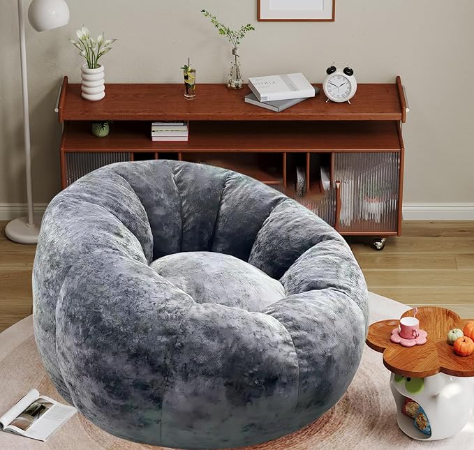 Bean Bag Chairs Large Bean Bag Couch for Adults Stuffed Sofa Chair Comfy Giant Bean Bag Chair with Spacious Design for Reading, Playing or Relaxing, Grey