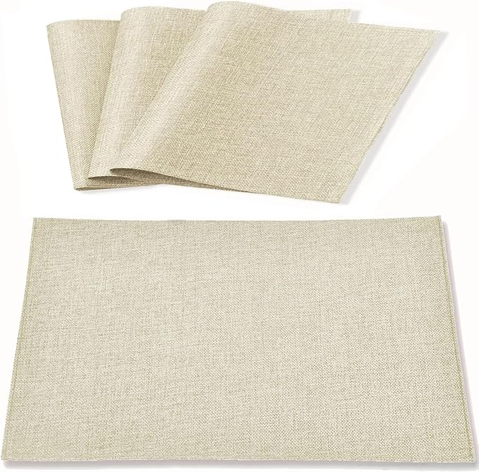 Linen Placemats Set of 4 - Machine Washable Heat Resistant Table Mats