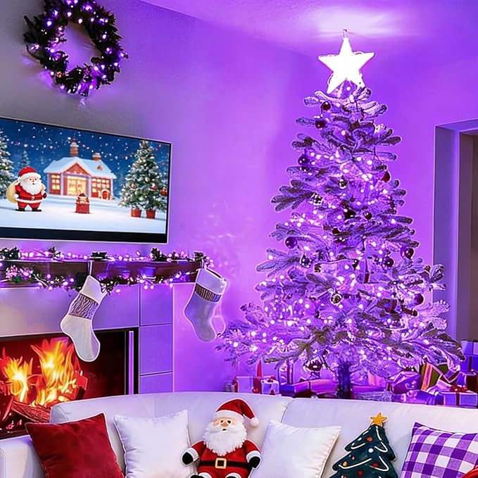 LAMPHOME Purple Halloween Lights, 21.6FT100 LED Halloween String Lights, Waterproof & Connectable Mini Christmas Light, Plug in for Indoor Outdoor Holiday Christmas Party Bedroom Decorations