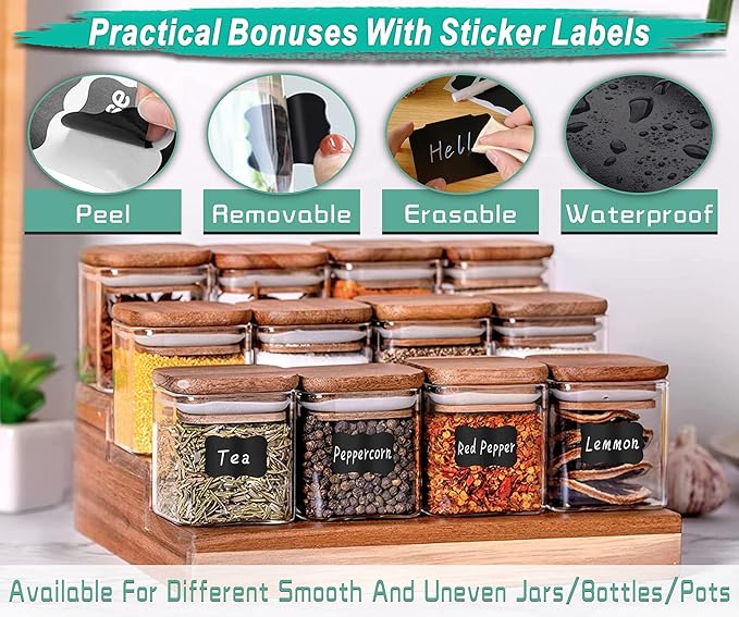 81-Piece Set of Basket Labels Clip On For Storage Bins: 30 Erasable Plastic Kitchen Pantry Labels, 48 Removable PVC Tag Stickers, 3 White Chalk Markers, For Organization Container, Jar, Shelf, Laundry