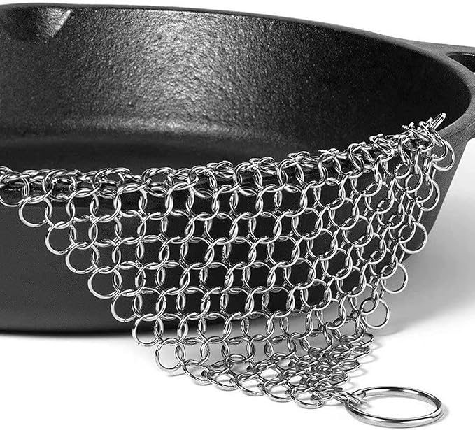 Chain Mail Cast Iron Cleaner and Scrubber Tool