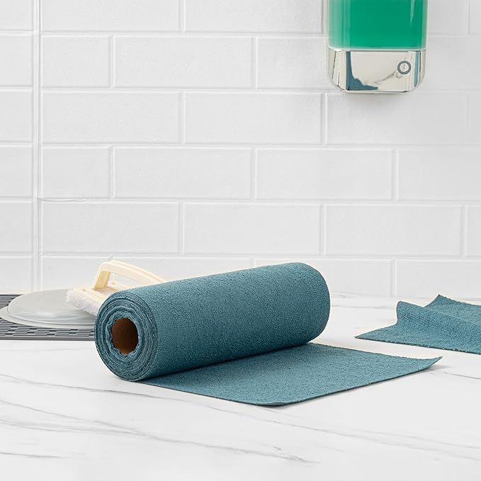 Clean Tek Professional 11.8 x 11.8 Inch Microfiber Towel Rolls, 300 Reusable Towel Rolls - Tear Away, Perforated, Teal Microfiber Cleaning Roll, For All The Cleaning Tasks