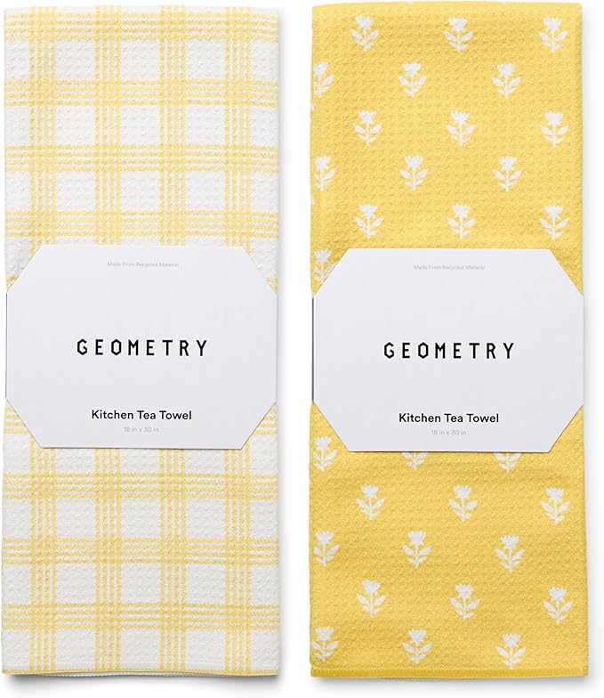 Tea Towels – Spring & Summer Collection – Quick-Dry, Ultra-Absorbent, Reusable Microfiber Kitchen Towels for Drying & Cleaning - Sunbeam - 2 Pack