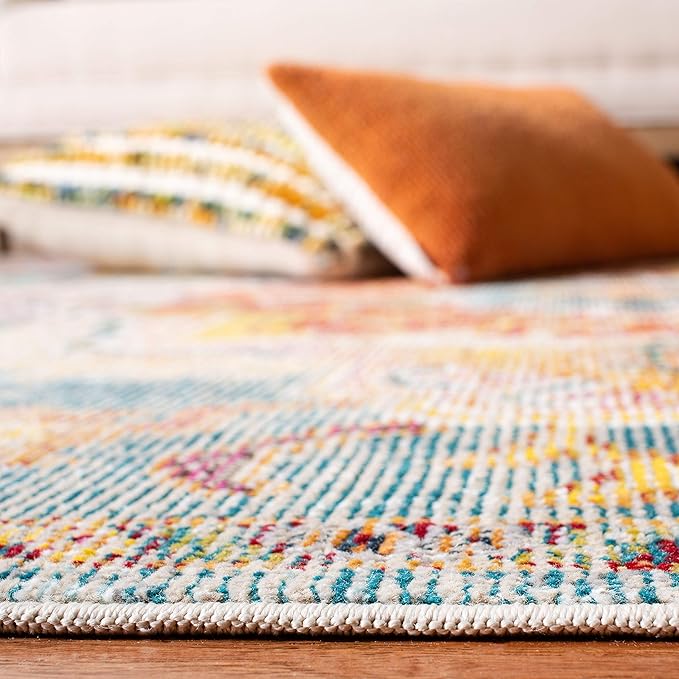 SAFAVIEH Crystal Collection Runner Rug - 2'2" x 7', Orange & Teal, Medallion Distressed Design, Non-Shedding & Easy Care, Ideal for High Traffic Areas in Living Room, Bedroom (CRS501K)