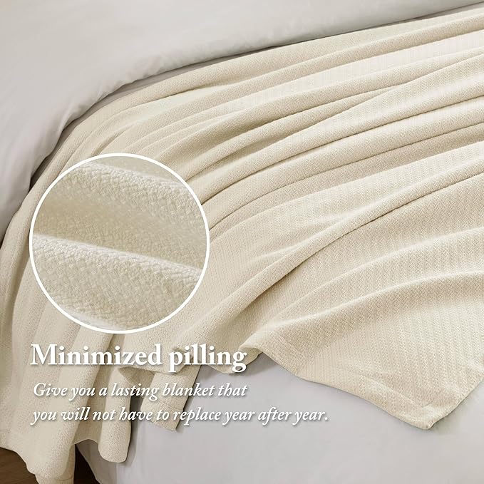 Madison Park Liquid Cotton Luxury Blanket Premium Soft Cozy 100% Ring Spun Cotton For Bed , Couch or Sofa, King, Ivory