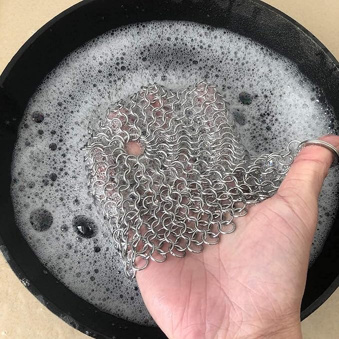 Chain Mail Cast Iron Cleaner and Scrubber Tool
