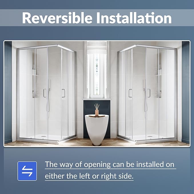SUNNY SHOWER Corner Shower Enclosure - 1/4 in. Clear Glass Sliding Shower Doors, Framed Shower Enclosure - 36 in. X 36 in. X 72 in., Brushed Nickel Finish - Base Not Included