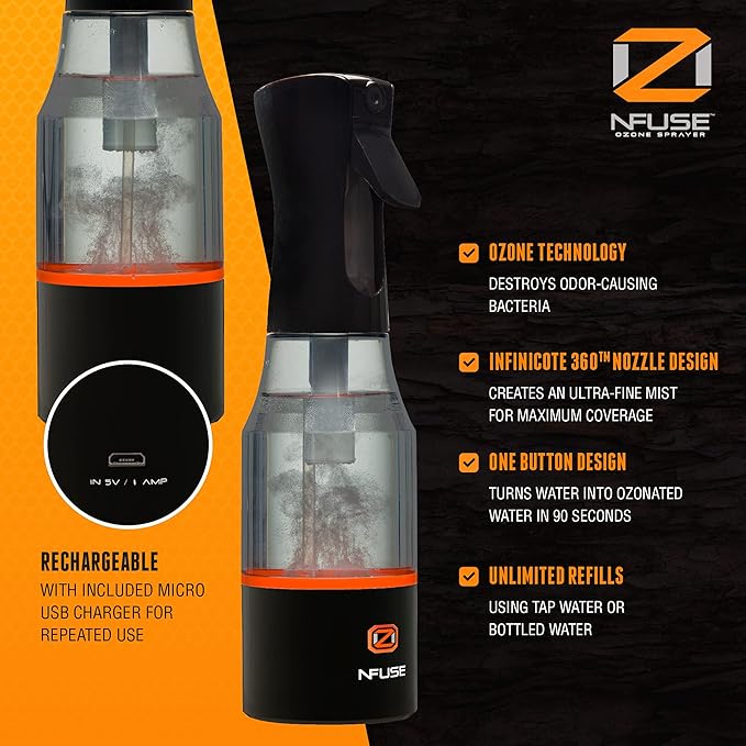 ScentLok Technologies OZ NFuse Ozone Sprayer Bottle, Neutralizes Odor-Causing Microorganisms, Hunting Accessory