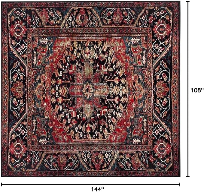 SAFAVIEH Vintage Hamadan Collection Area Rug - 9' x 12', Red & Multi, Oriental Traditional Persian Design, Non-Shedding & Easy Care, Ideal for High Traffic Areas in Living Room, Bedroom (VTH215A)