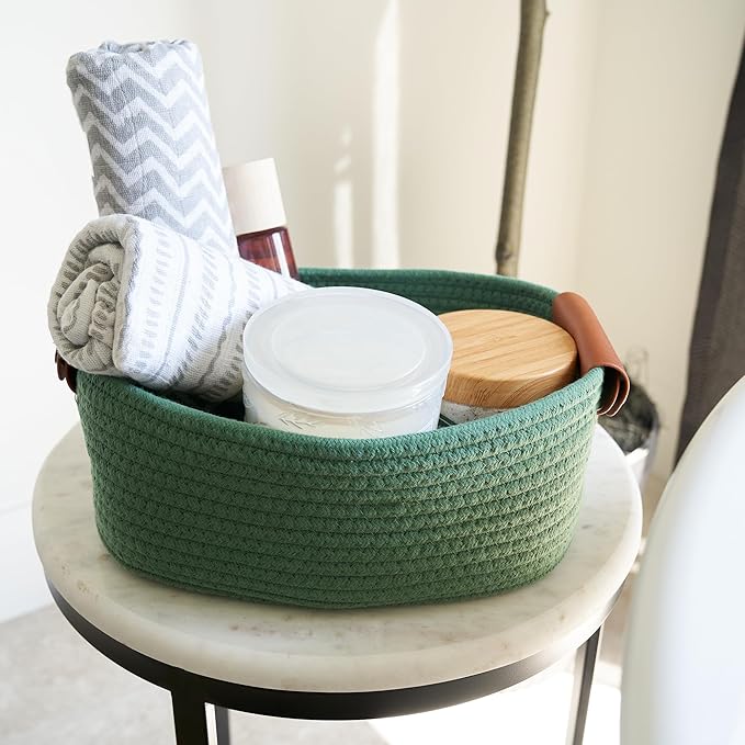 Storage Basket Set of 5 - Cotton Rope Organizer Bins for Home, Nursery & Bedroom