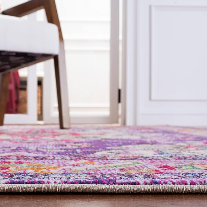 SAFAVIEH Monaco Collection Runner Rug - 2'2" x 8', Violet & Fuchsia, Non-Shedding & Easy to Clean, Distressed Medallion Design, Ideal for Hallway, Foyer, Entryway, Kitchen, Bedroom (MNC243P)