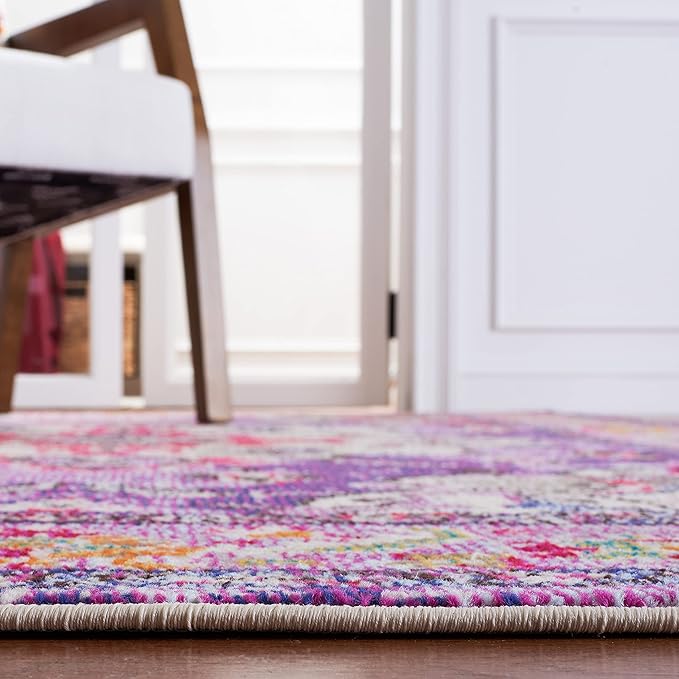 SAFAVIEH Monaco Collection Area Rug - 2'2" x 4', Violet & Fuchsia, Non-Shedding & Easy to Clean, Distressed Medallion Design, Ideal for Front Door, Kitchen, Entryway, Accent Space (MNC243P)
