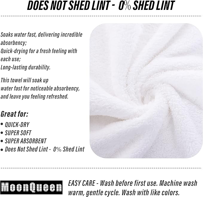 6 Pack Premium Hand Towels - Quick Drying - Microfiber Coral Velvet Highly Absorbent Towels - Multipurpose Use as Hotel, Bathroom, Shower, Spa, Hand Towel 16 x 28 inches (White)