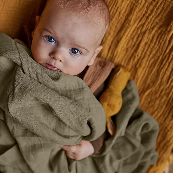 Baby Swaddle – Organic Cotton Muslin Baby Swaddles for Newborns Baby Boys 47” x 47” (Sage Green)