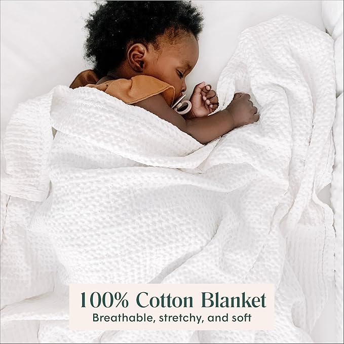 Simka Rose Waffle Baby Blanket Cotton Soft Breathable Swaddle for Nursery, Stroller & Crib Blanket - Receiving Blankets for Boys & Girls, Toddlers- Machine Washable