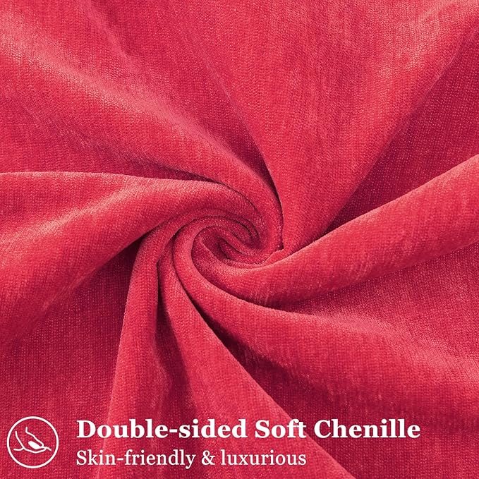 decorUhome Spring Couch Throw Pillow Covers 16x16 Set of 2, Decorative Soft Velvet Modern Cozy Chenille Pillow Cases with Elegant Design for Sofa Bed Living Room Home Decor, Red